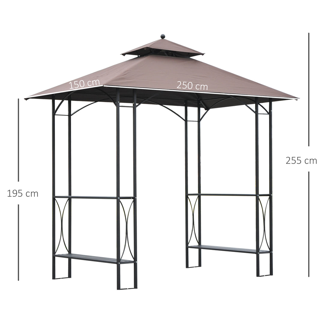 2.5 x 1.5m BBQ Tent Canopy Patio Outdoor Awning Gazebo Party Sun Shelter - Coffee