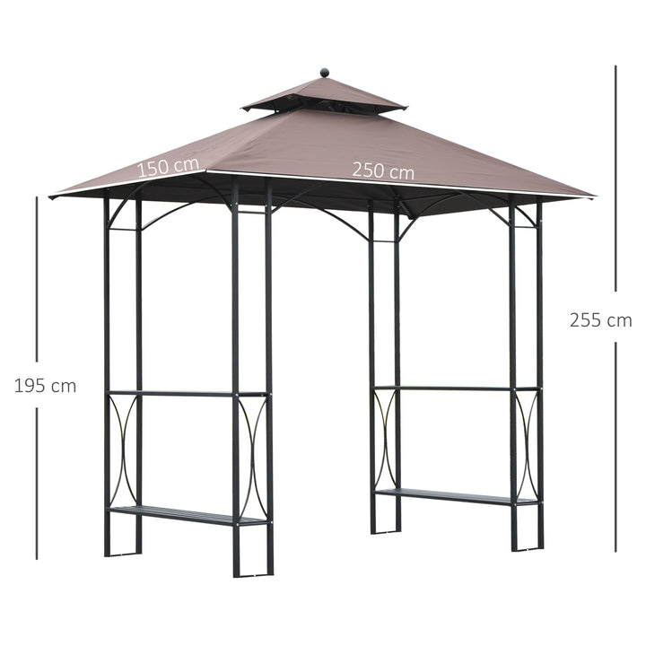 2.5 x 1.5m BBQ Tent Canopy Patio Outdoor Awning Gazebo Party Sun Shelter - Coffee