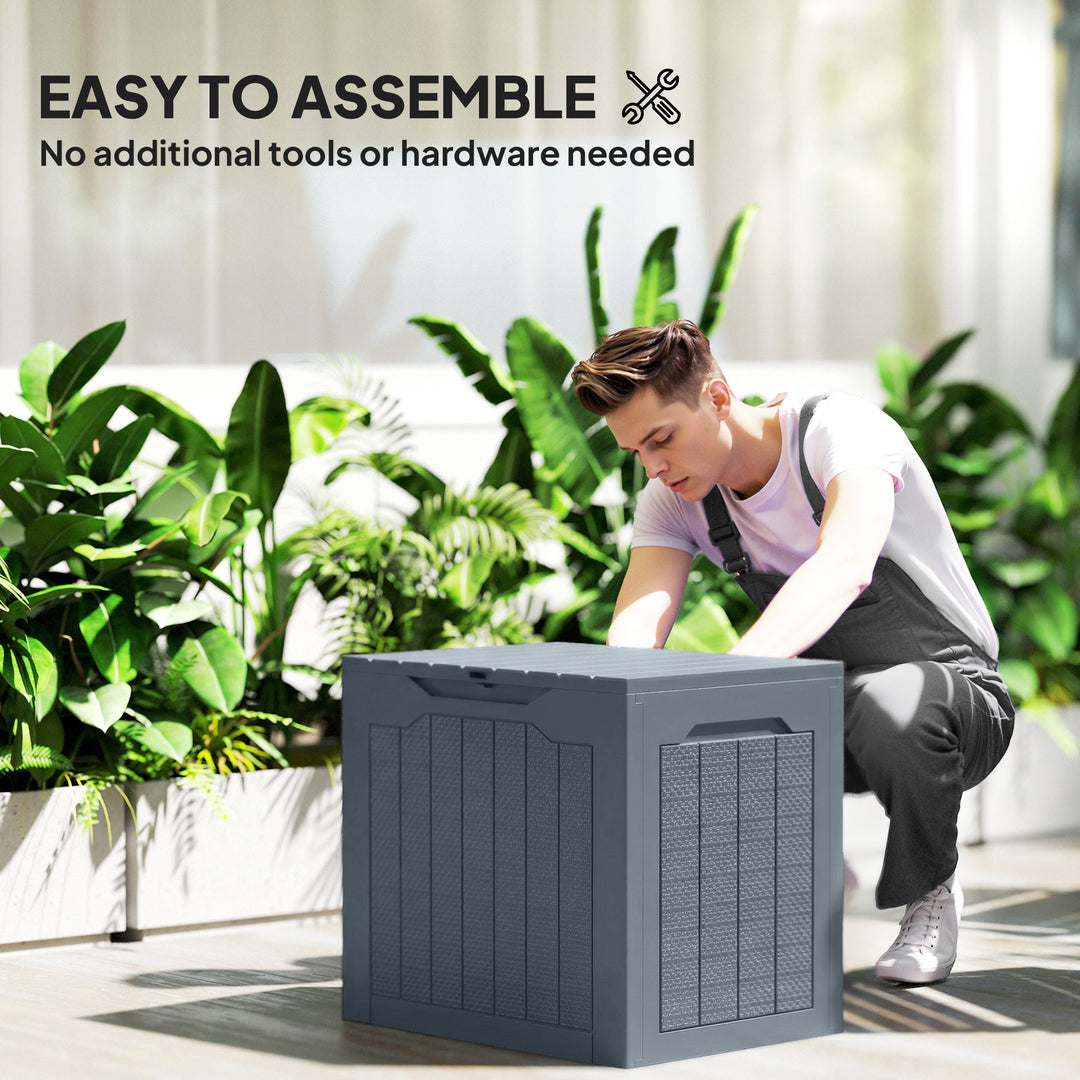 93L Plastic Garden Storage Box, Outdoor Storage Box with Handles, Waterproof Outdoor Storage Container