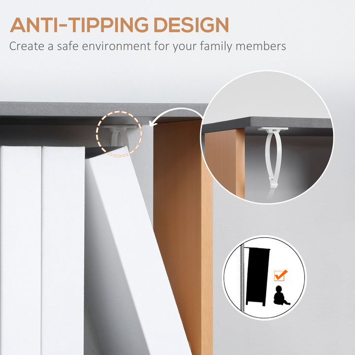 MCL Modern 5-Tier Bookshelf, Freestanding Bookcase Storage Shelving for Living Room Home Office Study, Brown and Dark Grey