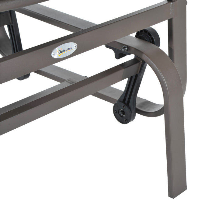 Outdoor Gliding Rocking Chair with Sturdy Metal Frame Garden Comfortable Swing Chair, Grey & Brown