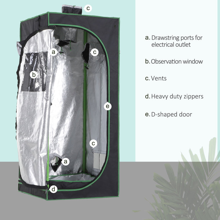 Outsunny Grow Tent Kits Grow Tent Hydroponic Grow Tent 60 x 60 x 140cm with Detachable Waterproof Floor Tray | Aosom UK