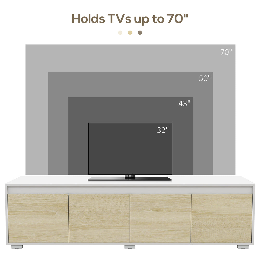 HOMCOM 2 Pieces TV Unit Set with Wall Cabinet, Freestanding Unit for 70