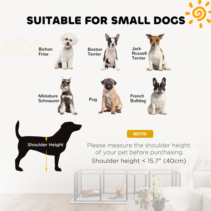 12-Panel Solid Dog Playpen with Doors, for Small Dogs, 60cm High, Black