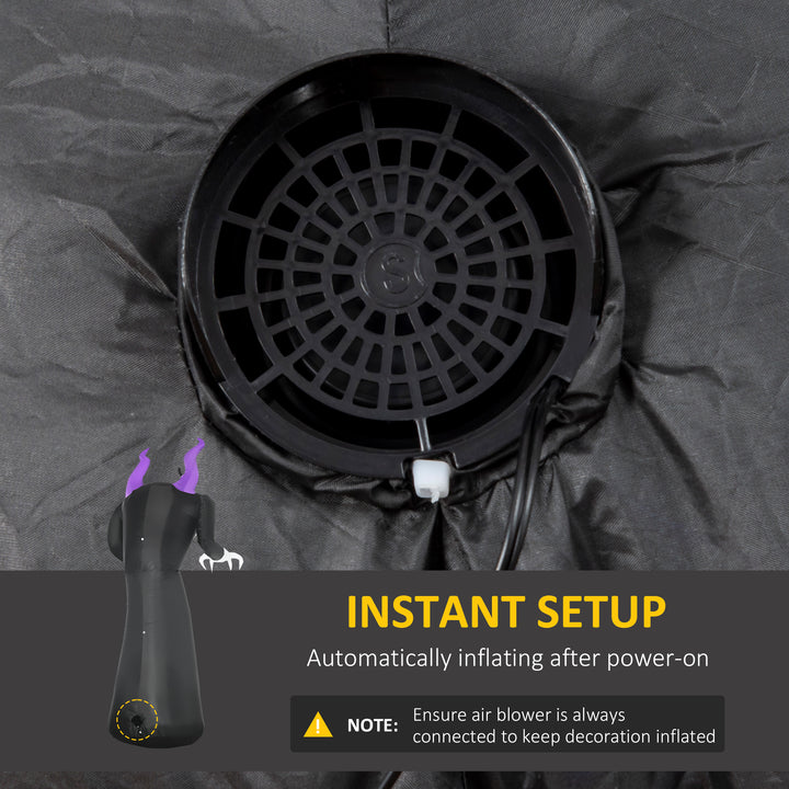 MCL 7ft Inflatable Halloween Ghost with Horns, Blow-Up Outdoor LED Display with Flame Effect for Garden, Lawn, Party, Holiday