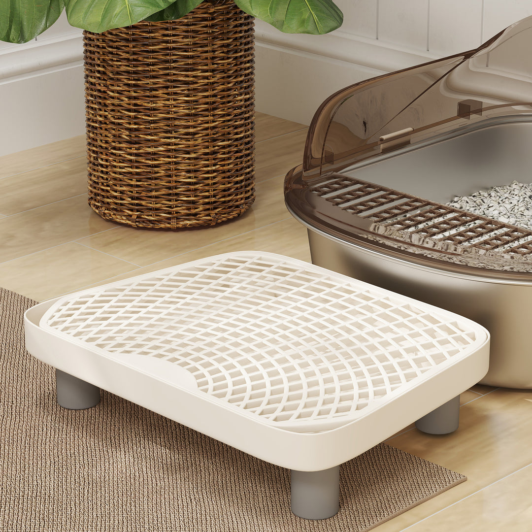 Stainless Steel Litter Box with Lid, High Wall Sided Enclosure, Pedal, Scoop, Non-Sticky, Anti-Leakage, Easy Cleaning