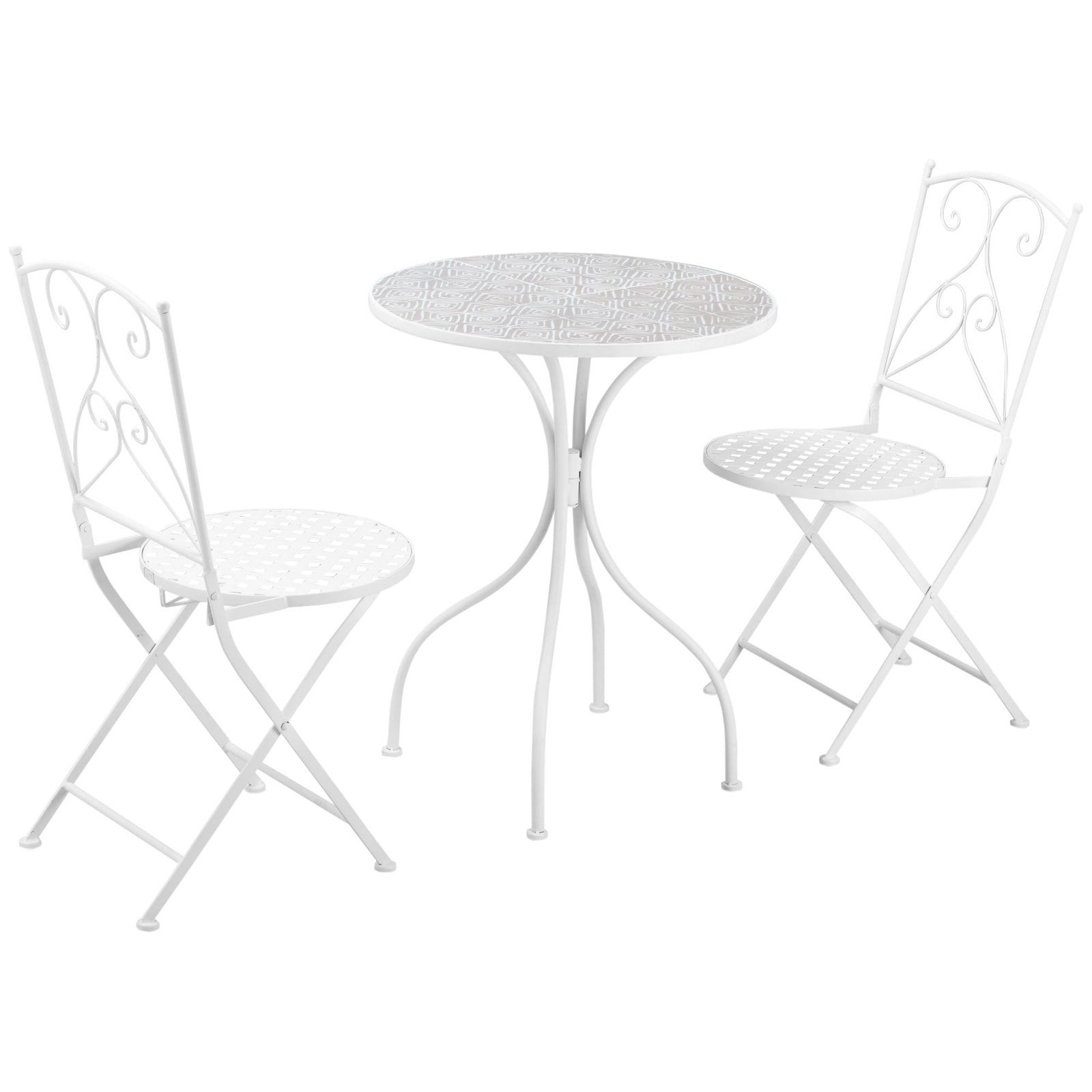 Three-Piece Metal Bistro Set - White