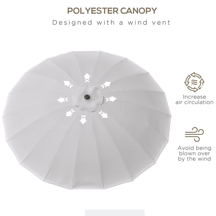 2.5m Tilting Parasol, with Pleated Canopy - Light Grey