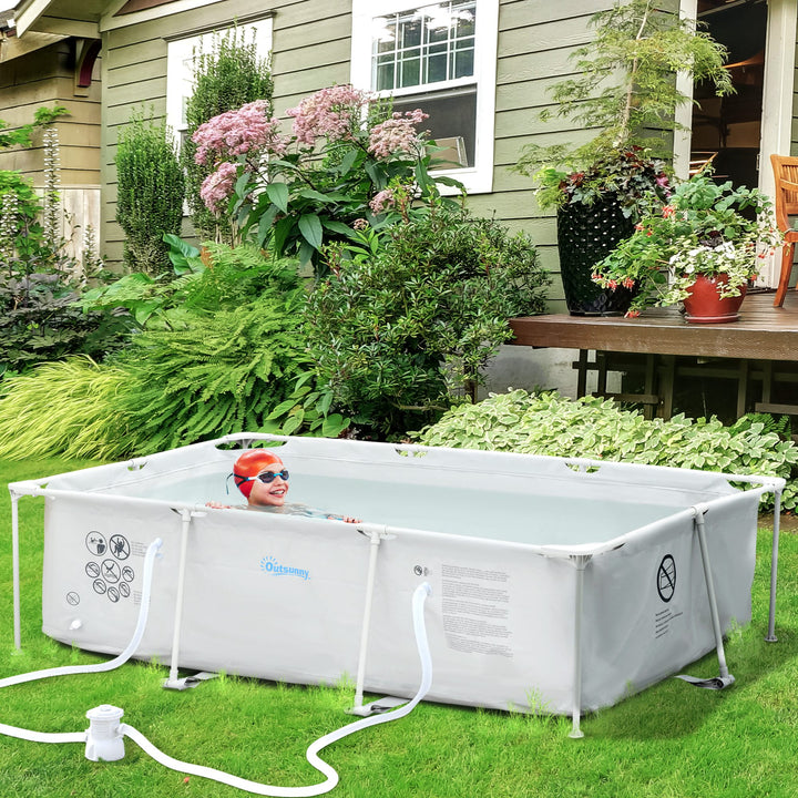 MCL Steel Frame Pool with Filter Pump, Filter Cartridge, Reinforced Sidewalls Rust Resistant Above Ground Swimming Pool 292 x 190 x 75cm, Grey