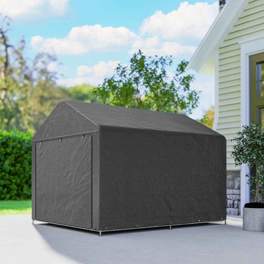 6.6 x 7.8ft Outdoor Garden Storage Shed, Waterproof Bike Tent with Roll-up Zipper Door, Galvanised Metal Frame, Portable Shed Shelter Carport for Motorcycle Garden Tools