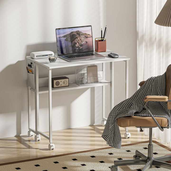 80 cm Drop Leaf Writing Work Desk - White