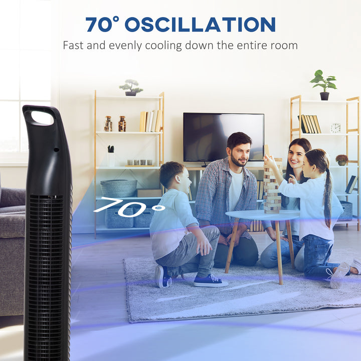 MCL 36'' Freestanding Tower Fan, 3 Speed 3 Mode, 7.5h Timer, 70 Degree Oscillation, LED Panel, 5M Remote Controller, Black