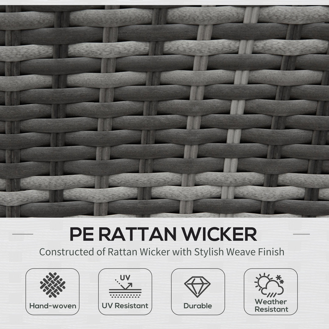 3 PCS PE Rattan Corner Dining Set Outdoor Garden Patio Sofa Table Furniture Set w/ Cushions Grey