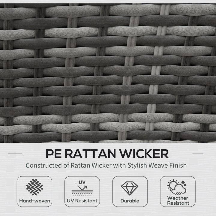 3 PCS PE Rattan Corner Dining Set Outdoor Garden Patio Sofa Table Furniture Set w/ Cushions Grey