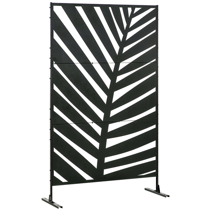 Outsunny Privacy Screen with Stand and Ground Stakes, 6.5FT Metal Outdoor Divider, Decorative Privacy Panel for Garden Patio Pool Hot Tub | Aosom UK