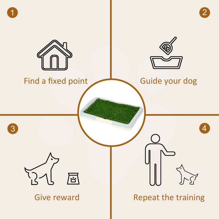 Puppy Training Pad, Indoor Portable Puppy Pad, with Artificial Grass, Grid, Panel, Tray, 46.5 x 34cm