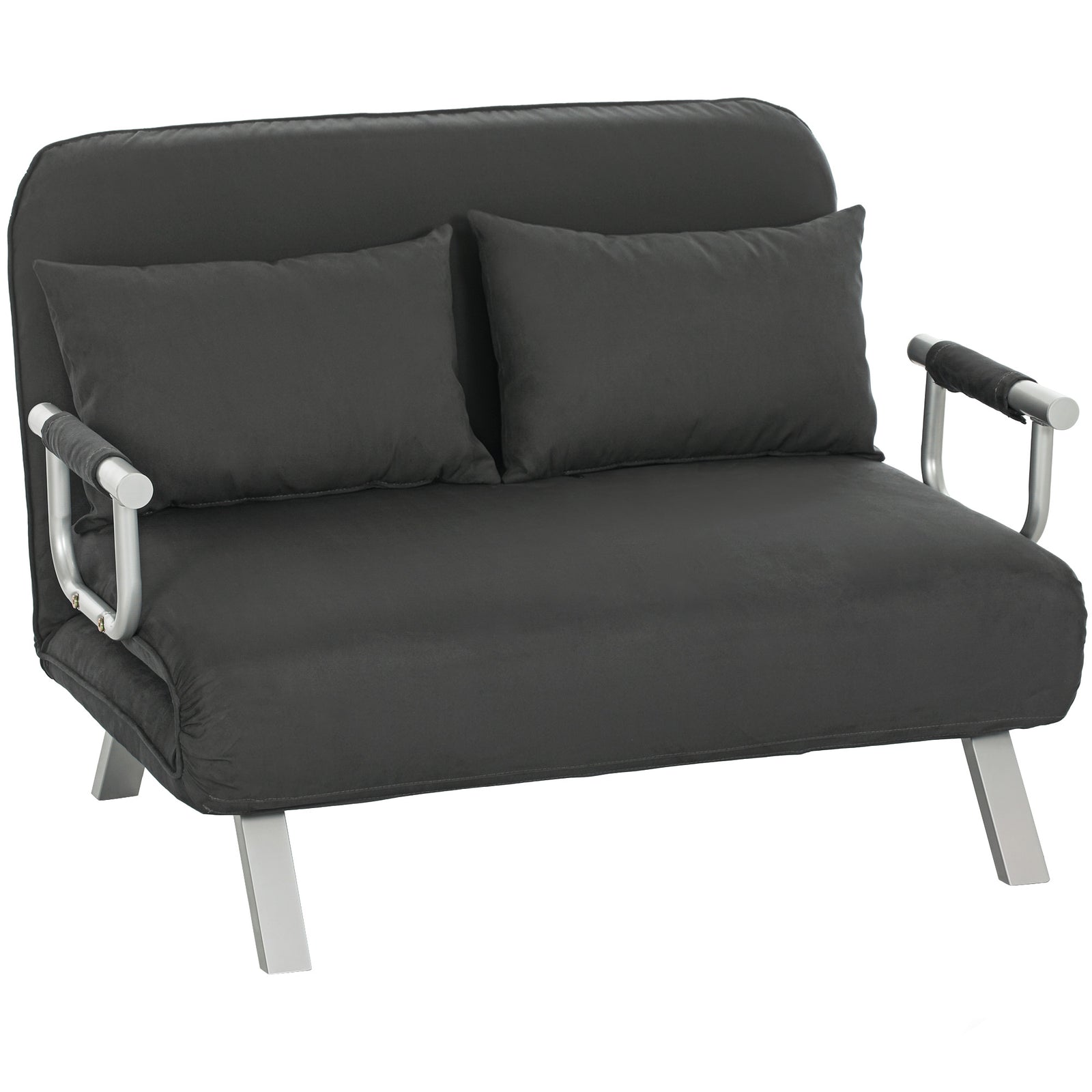 Two-Seater Click-Clack Sofa Bed - Charcoal Grey