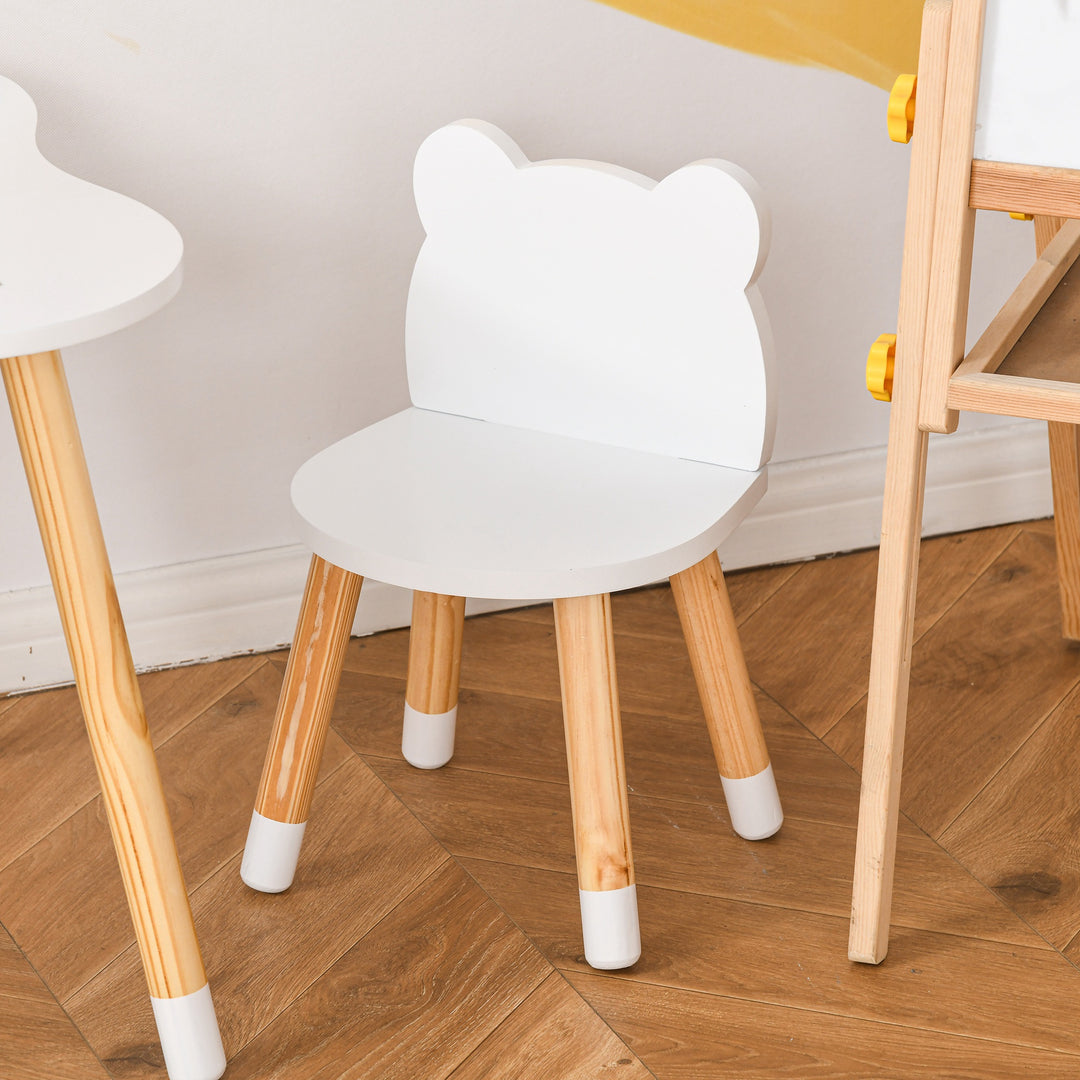 MCL 3-Piece Kids Table and Chair Set with 2 Bear-Shaped Chairs, for Ages 1-4 Years, White