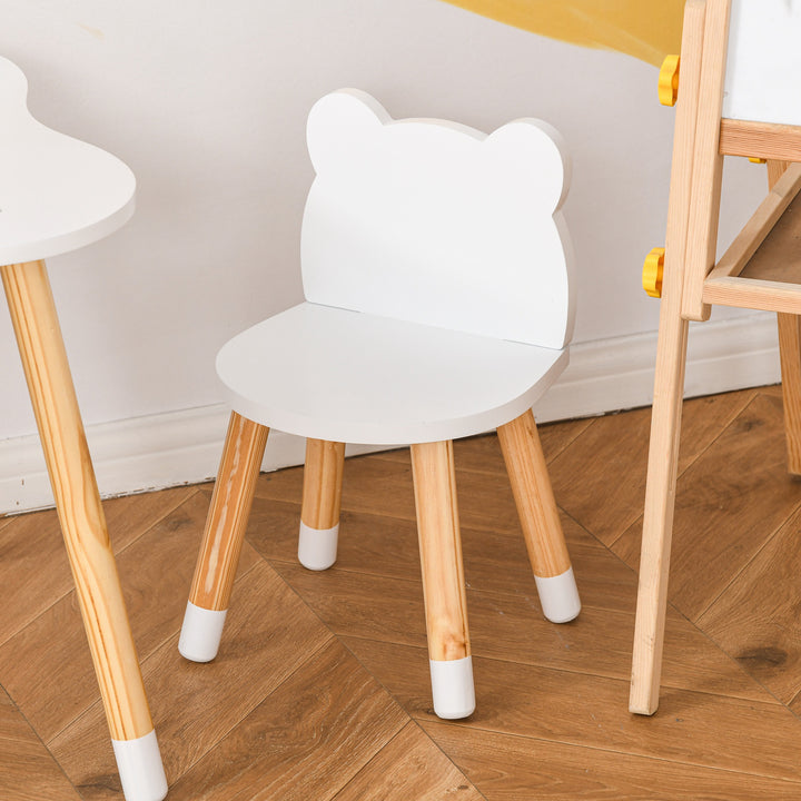 MCL 3-Piece Kids Table and Chair Set with 2 Bear-Shaped Chairs, for Ages 1-4 Years, White