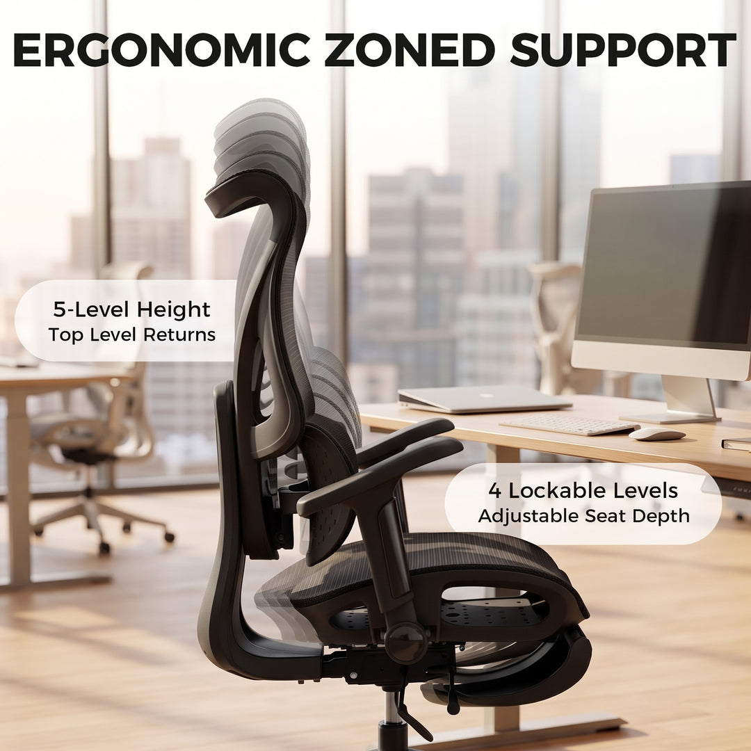 Ergonomic Office Chair with Lumbar Support, Mesh Reclining Desk Chair - view 4