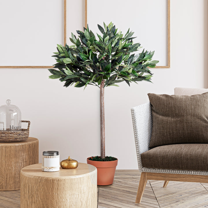 MCL 3ft Artificial Olive Tree Indoor Plant Greenery for Home Office Potted in An Orange Pot