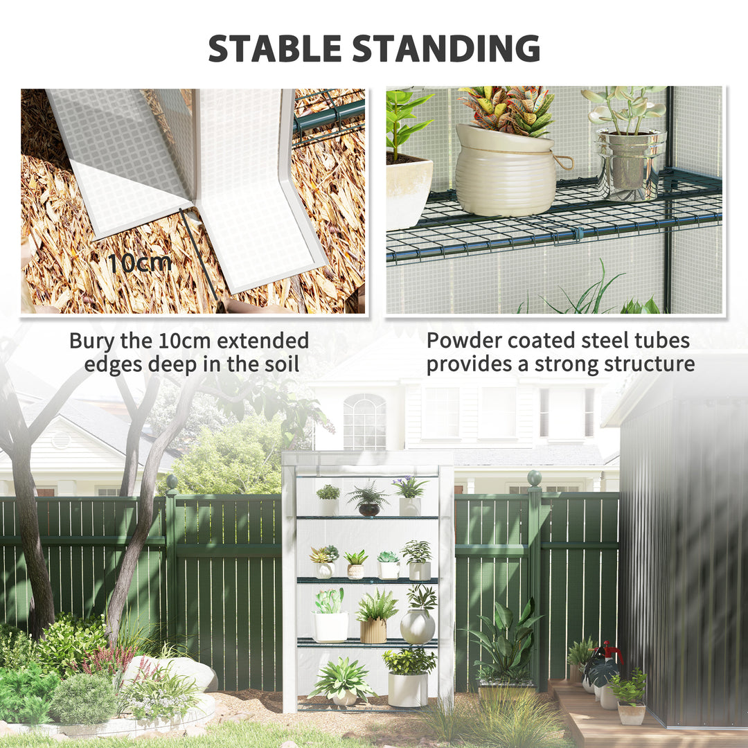 Four-Tier Mini Greenhouse - Grey/White