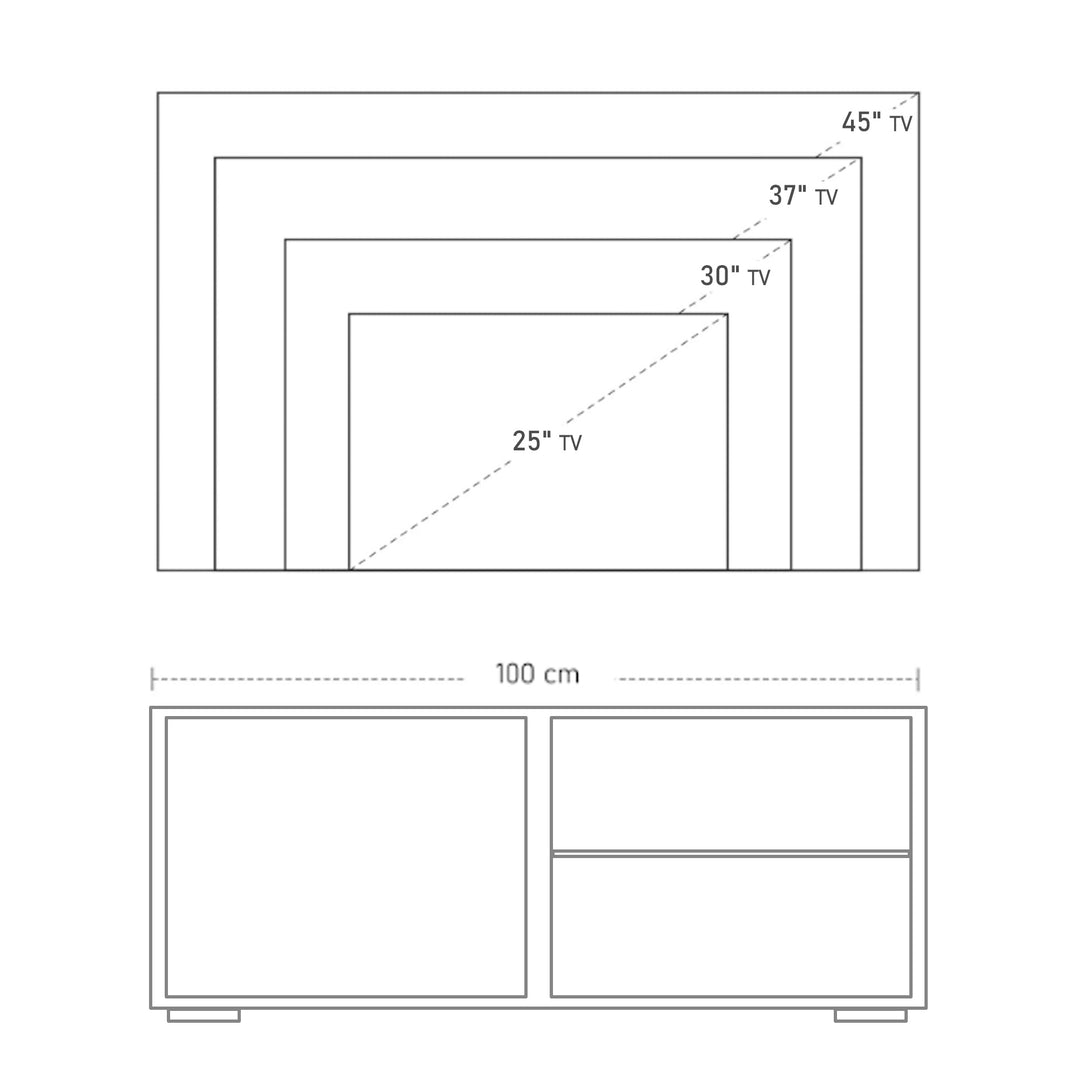 High Gloss TV Stand Storage Cabinet with 2 Shelves for Living Room Home Furniture White