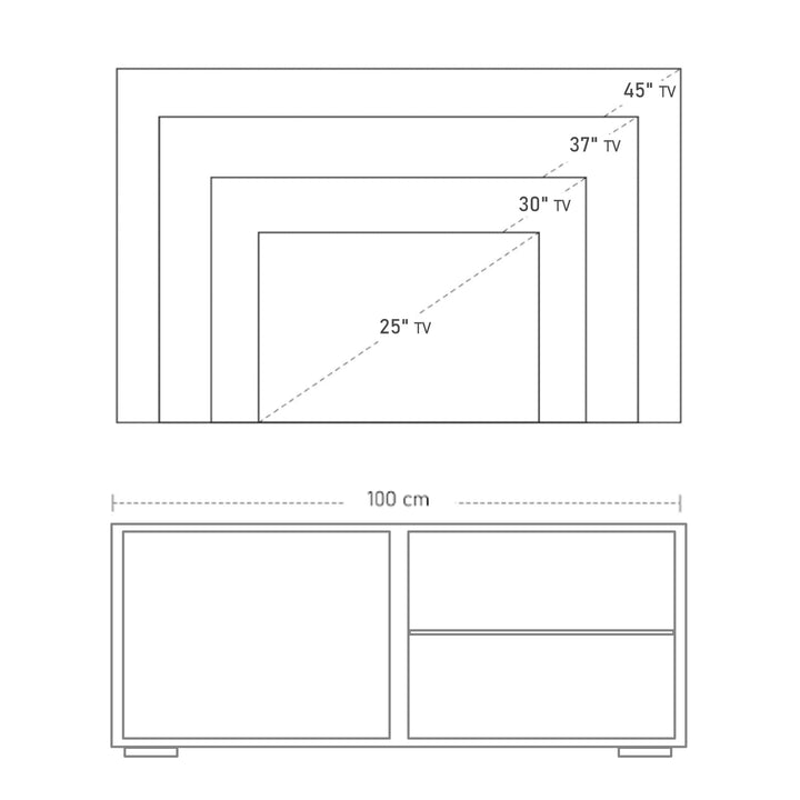 High Gloss TV Stand Storage Cabinet with 2 Shelves for Living Room Home Furniture White