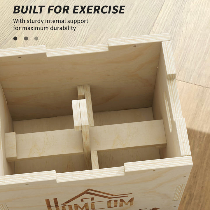 3-in-1 Wooden Plyo Box, Plyometric Jump Box with Handle Openings for H