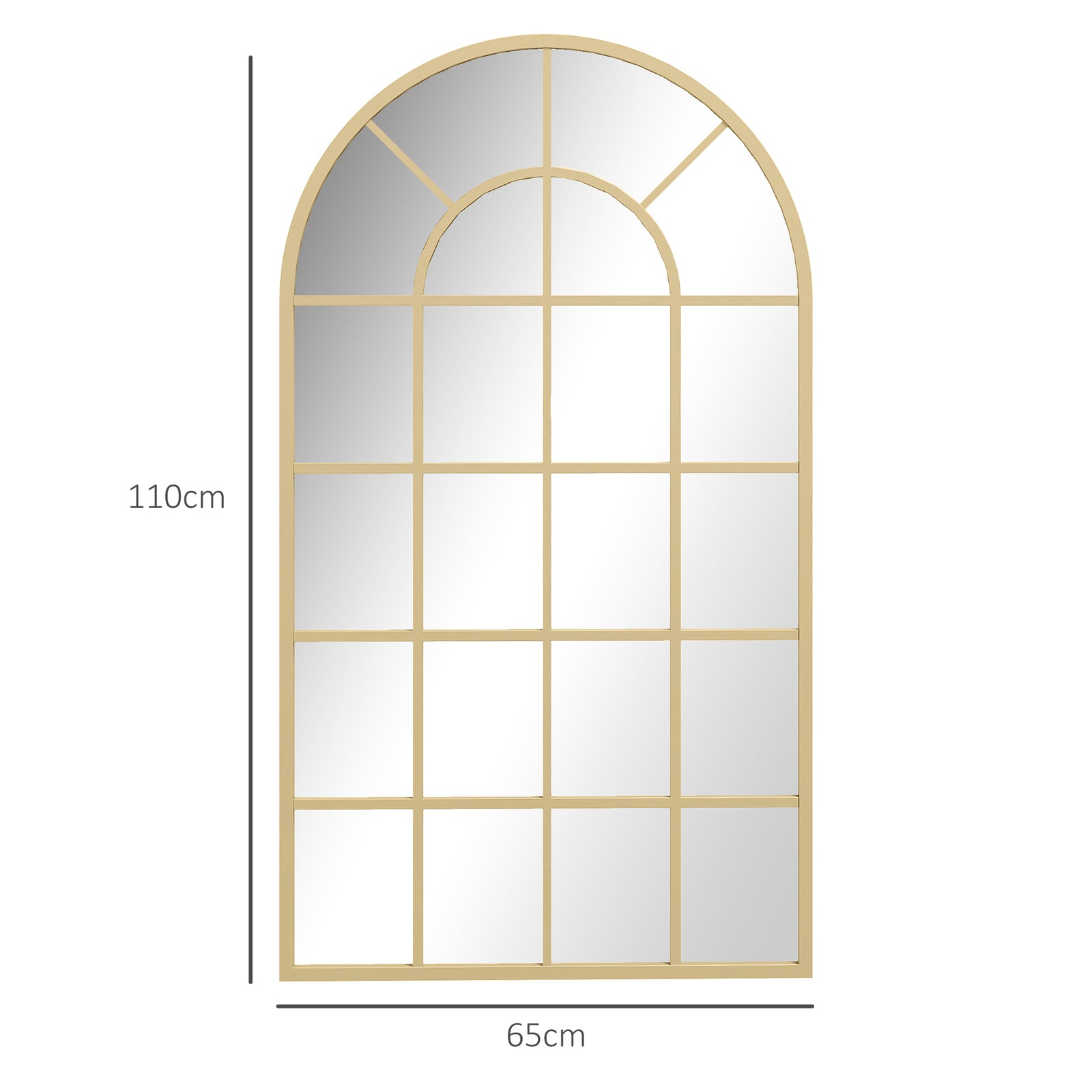 110 x 65 cm Arched Decorative Wall Mirror for Bedroom Living Room, Mod