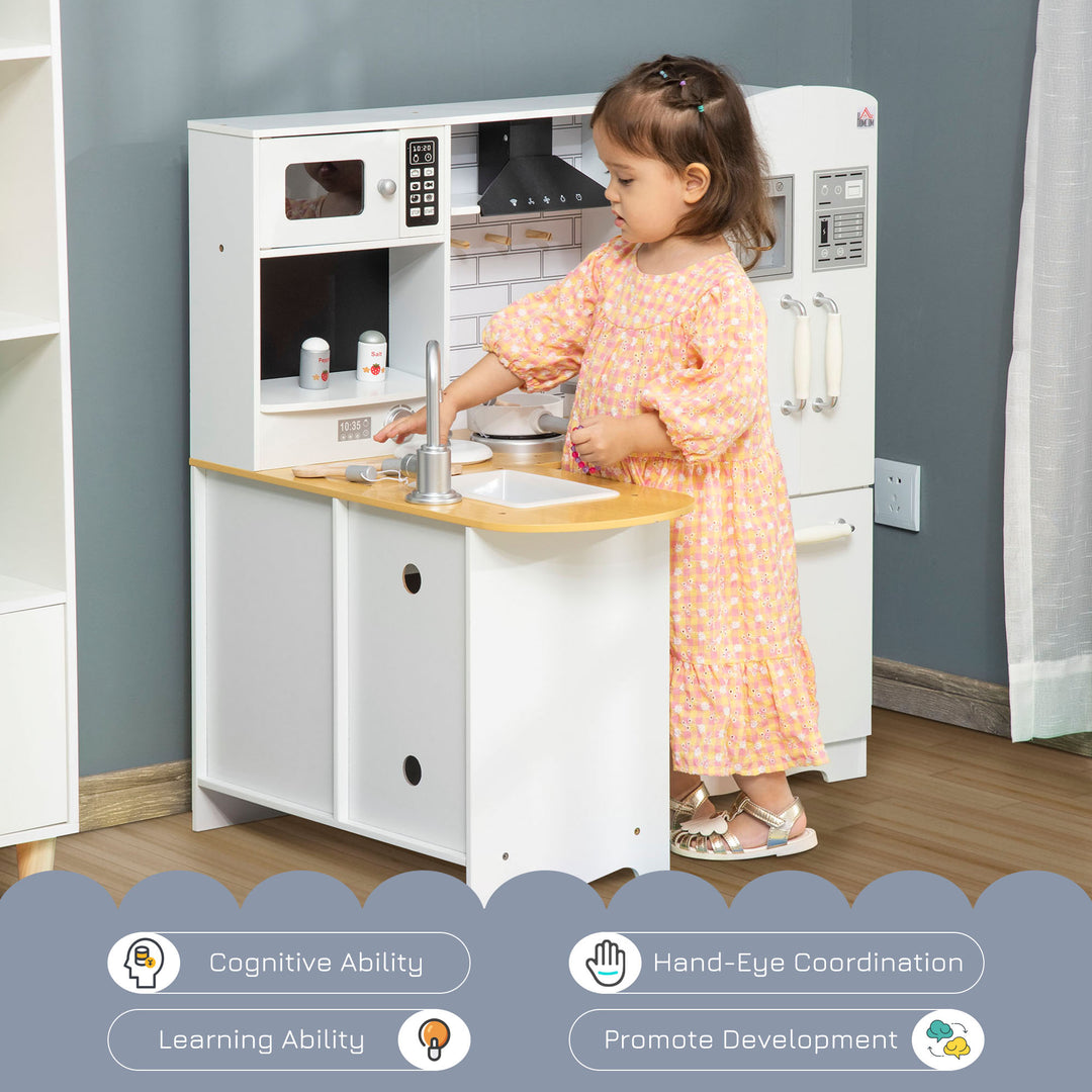 MCL Kids Kitchen Playset, Large Pretend Role Play Kitchen, White