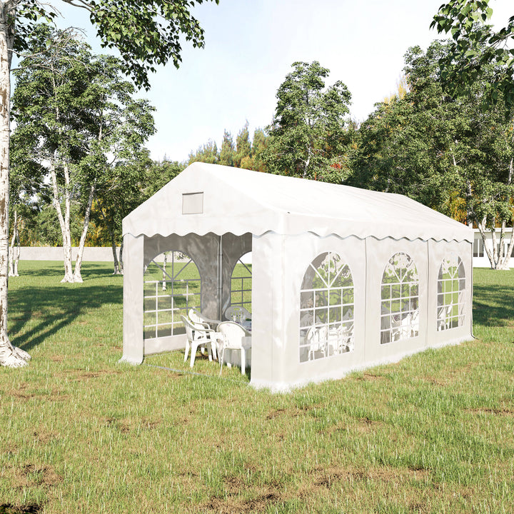 Outsunny Party Tent Gazebo with Removable Side Walls, 6 x 3m, Outdoor Event Shelter, White