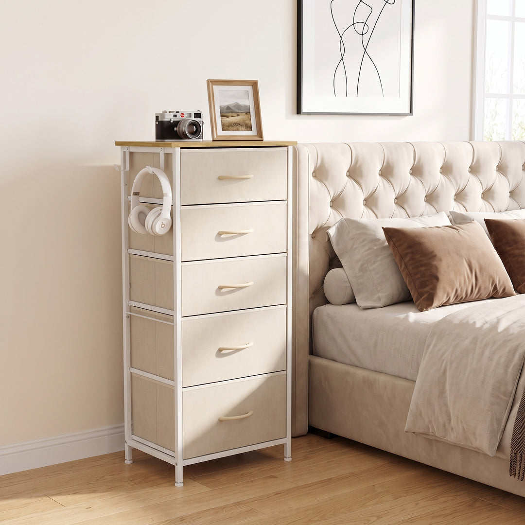 Chest of Drawers, Dresser with 5 Fabric Drawers, Tall Storage Unit - view 2