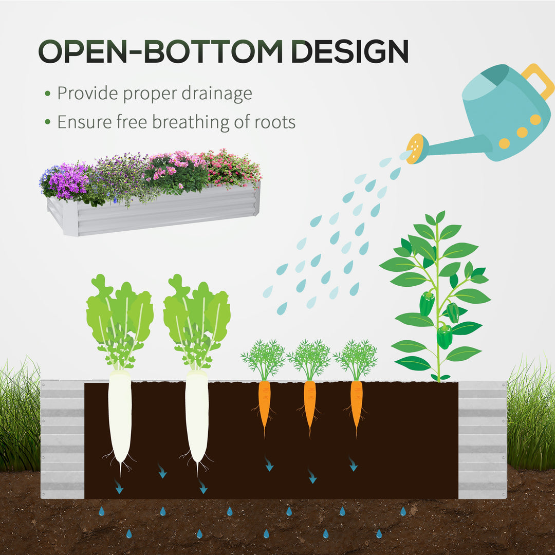 Raised Garden Bed with Greenhouse, Steel Planter Box with Plastic Cover, Roll Up Window, Dual Use for Flowers, Vegetables, Fruits and Herbs, 185L x 95W x 92H cm, Green