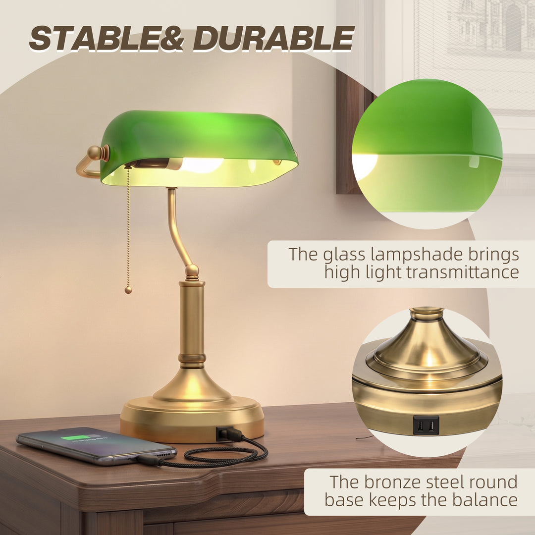 Desk Lamp with USB Ports, Banker&