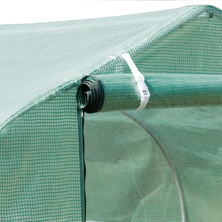 Walk-in Polytunnel Greenhouse, Outdoor Garden Tunnel Greenhouse Tent with Zipped Roll-Up Door and 6 Mesh Windows, 3 x 2M