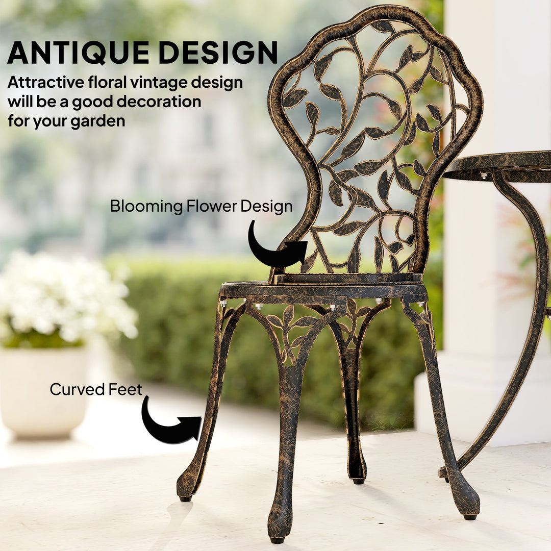 3 Pcs Aluminium Bistro Set Garden Furniture Dining Table Chairs Outdoo