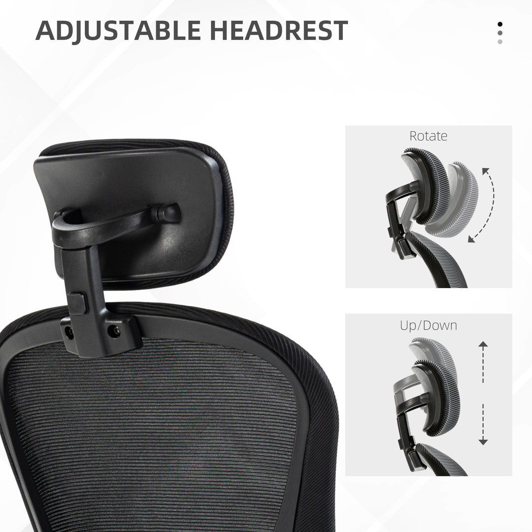 Multi-Adjustable Office Chair, with Lumbar Support, Headrest and Mesh Back - Black