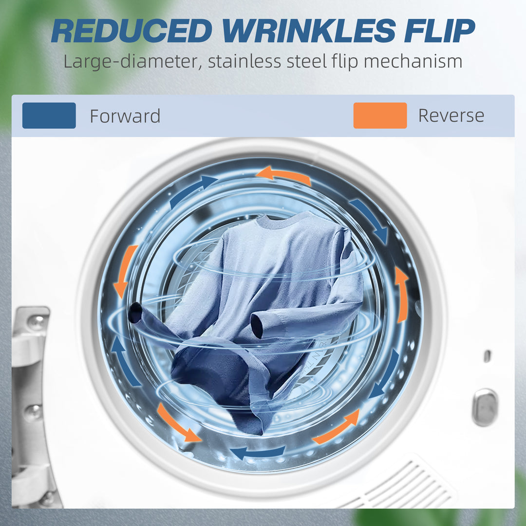 MCL 4kg Vented Tumble Dryer, 800W Compact Freestanding Front Tumble Dryer with 5 Drying Mode, Smart Sensor, Timer and Stainless Steel Tub, Wall-Mounted Portable Small Clothes Drying Machine, White