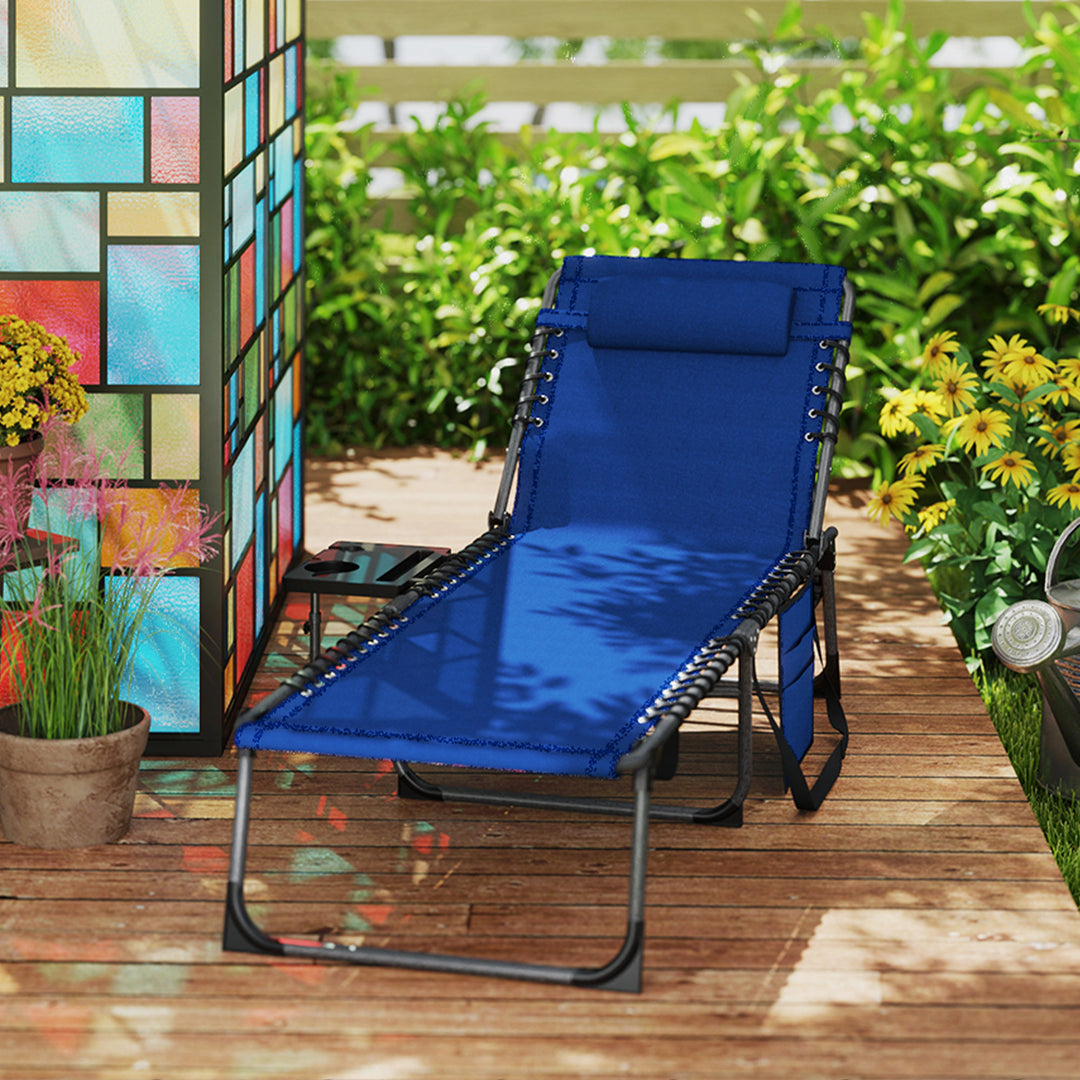Five-Position Reclining Sun Lounger - Dark Blue