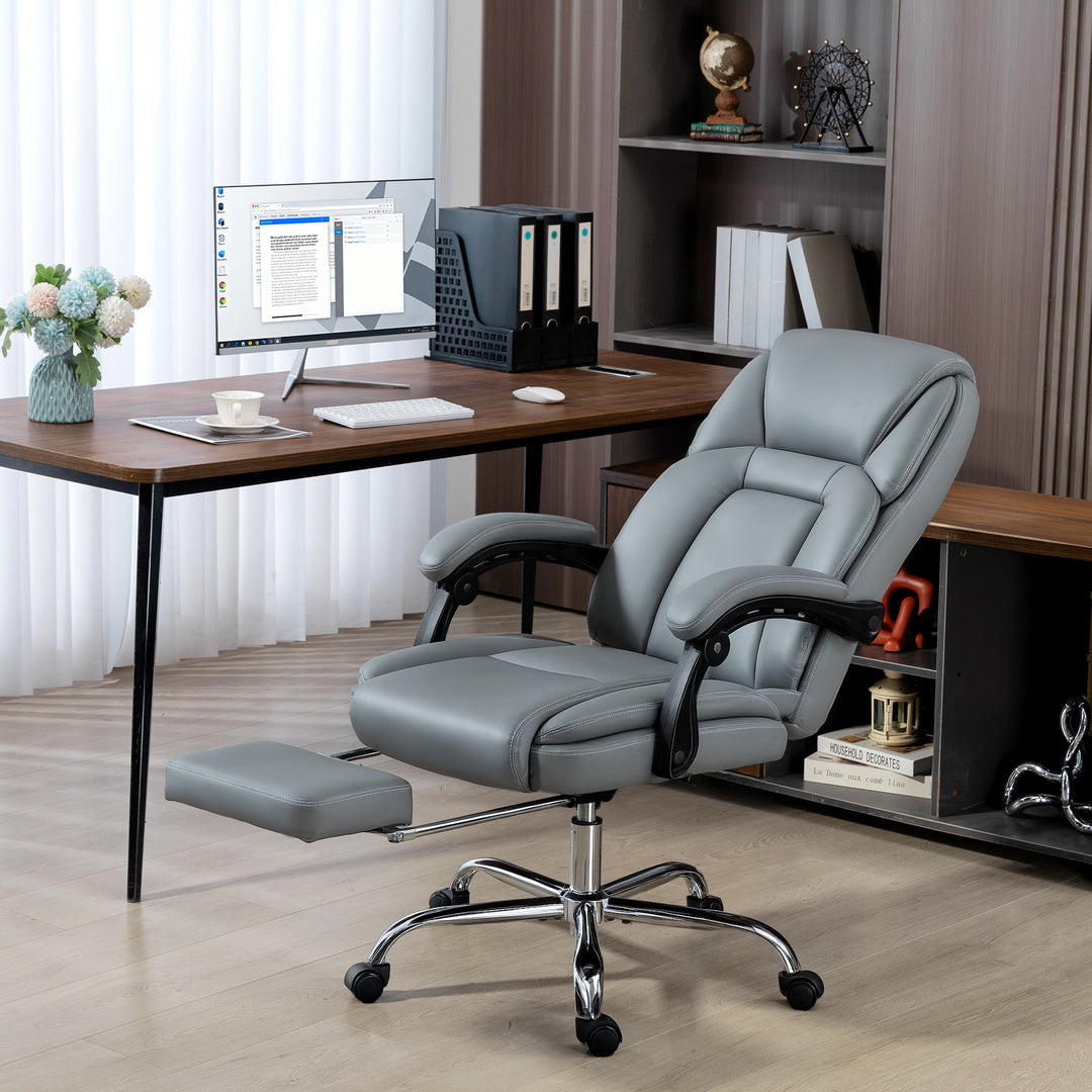 MCL Faux Leather Reclining Office Chair, with Footrest - Grey