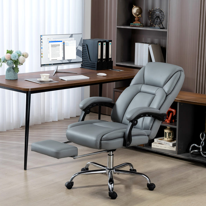 MCL Faux Leather Reclining Office Chair, with Footrest - Grey