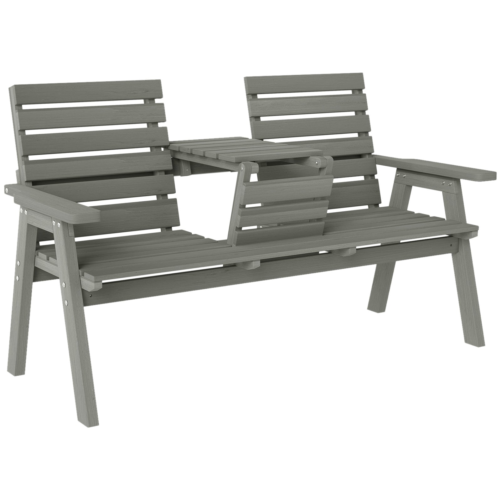 Fir Wood Convertible 2 to 3 Seater Outdoor Garden Bench Grey