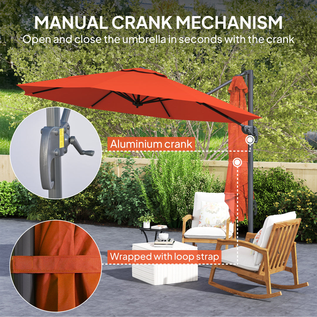 Five-Position Overhanging Parasol - Orange