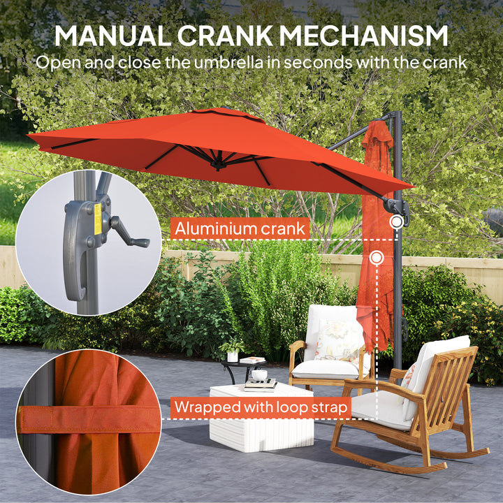 Five-Position Overhanging Parasol - Orange