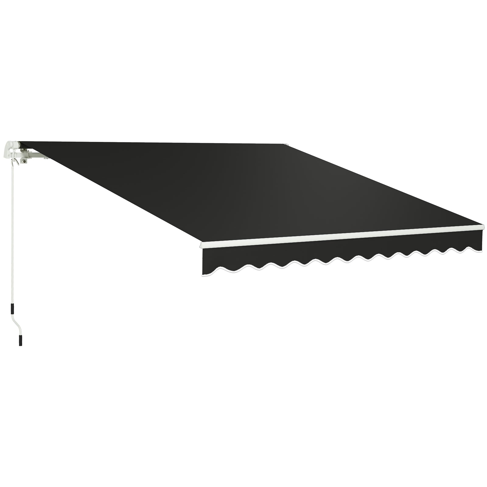 3 x 2.5m Garden Patio Manual Awning, Retractable Canopy Sun Shade Shelter with Fittings and Crank Handle, Black