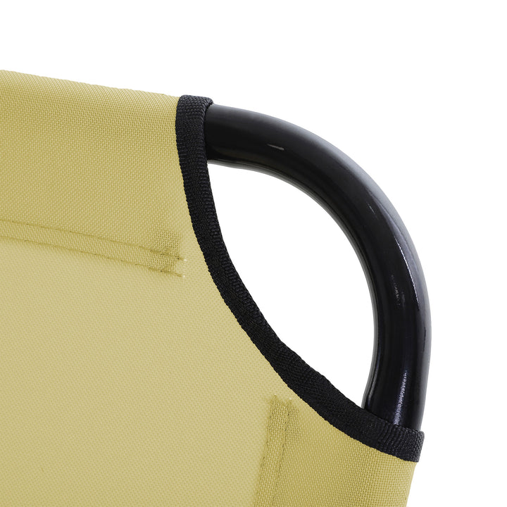 MCL Foldable Sun Lounger with 5-Position Adjustable Backrest, Outdoor Portable Recliner Chaise Lounge Chair with Breathable Mesh Fabric, Beige