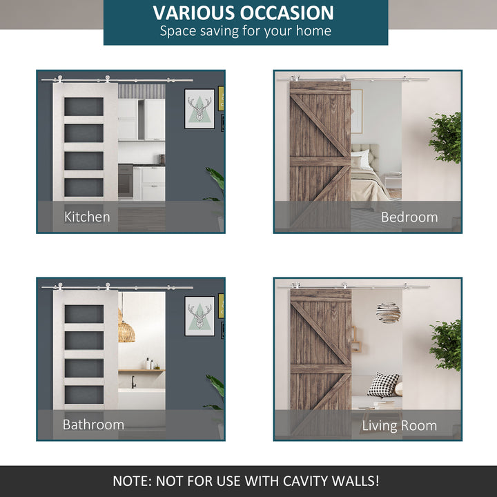 Wooden Sliding Door Kit Stainless Steel Smooth Operation Hardware Track Kit System Unit For Single Door 2000mm