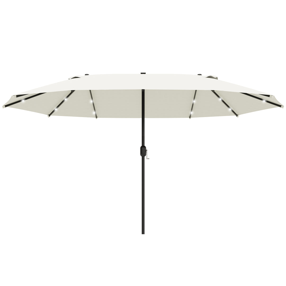 4.4m Double-Sided Sun Umbrella Patio Parasol LED Solar Lights Cream White