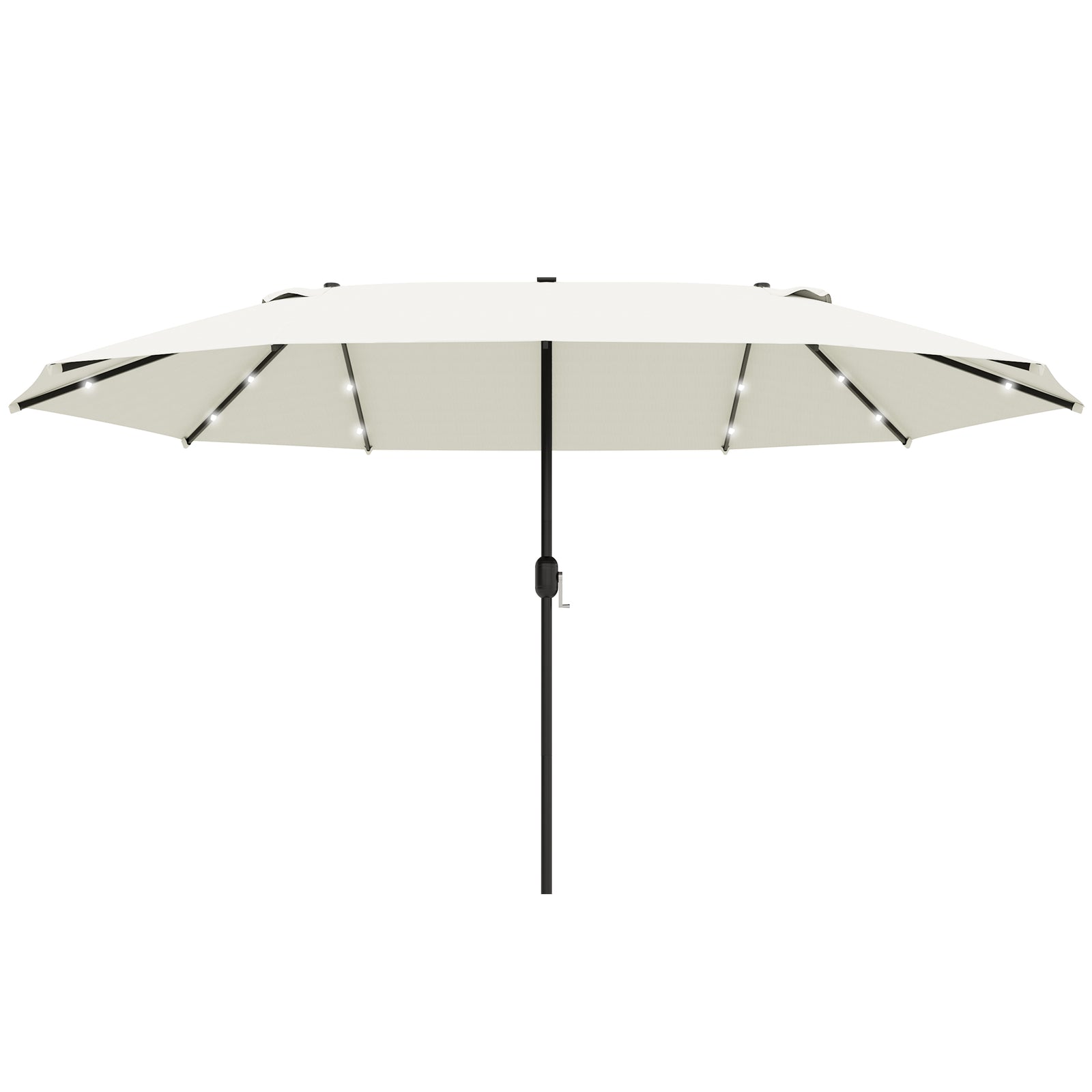 4.4m Double-Sided Sun Umbrella Patio Parasol LED Solar Lights Cream White
